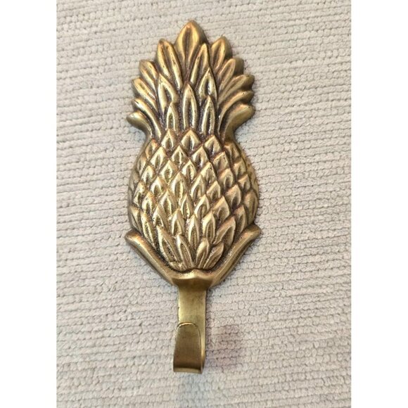 Vintage Brass Pineapple Wall Coat Robe Hook 5" Long - Picture 2 of 7